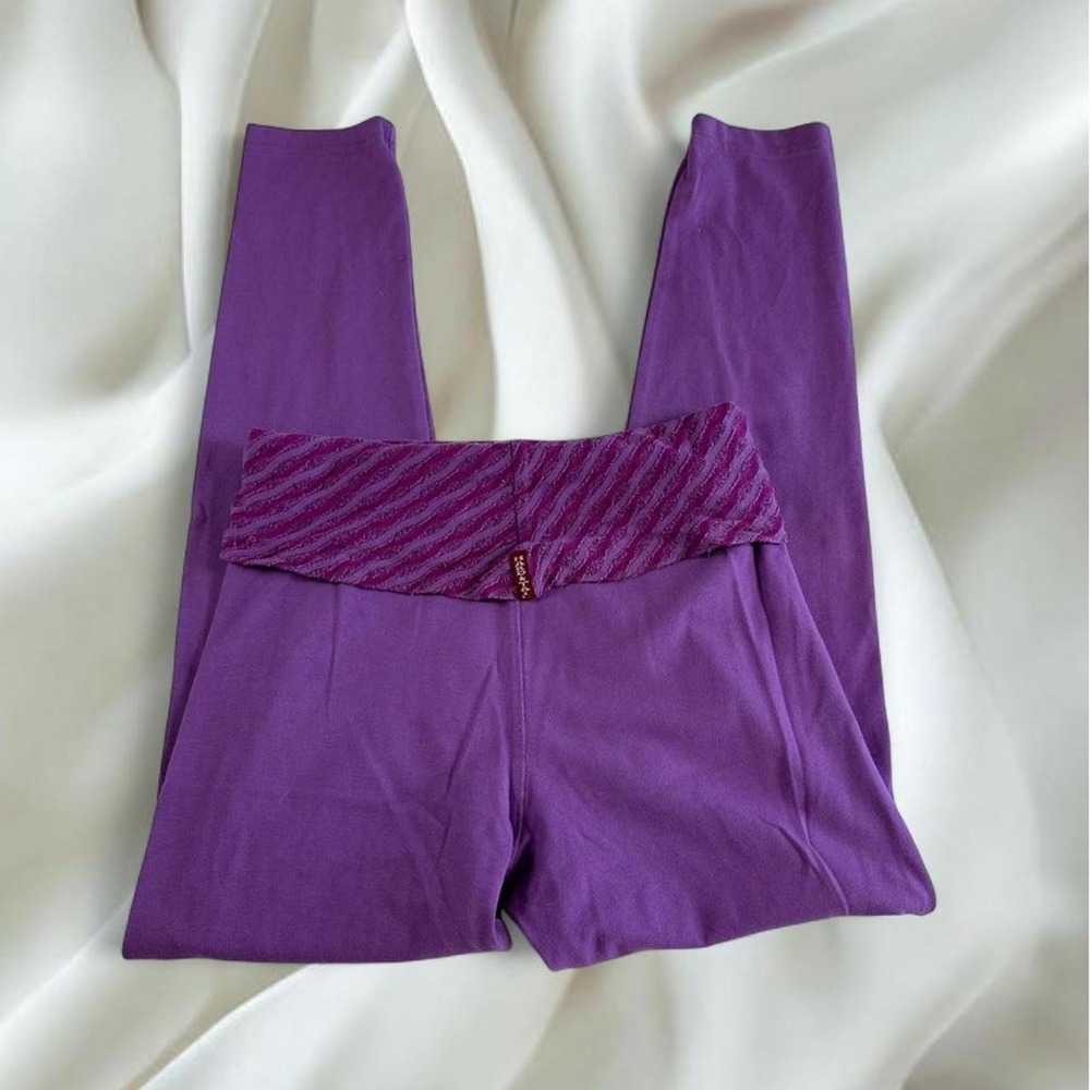 Hard Tail purple‎ striped fold over waistband leggings y2k mcbling grunge